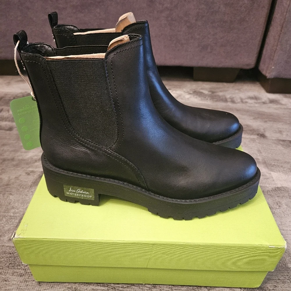 Sam Edelman Justina black leather boots - Picture 1 of 8